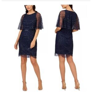 ADRIANNA PAPELL Women's Embellished Capelet Dress